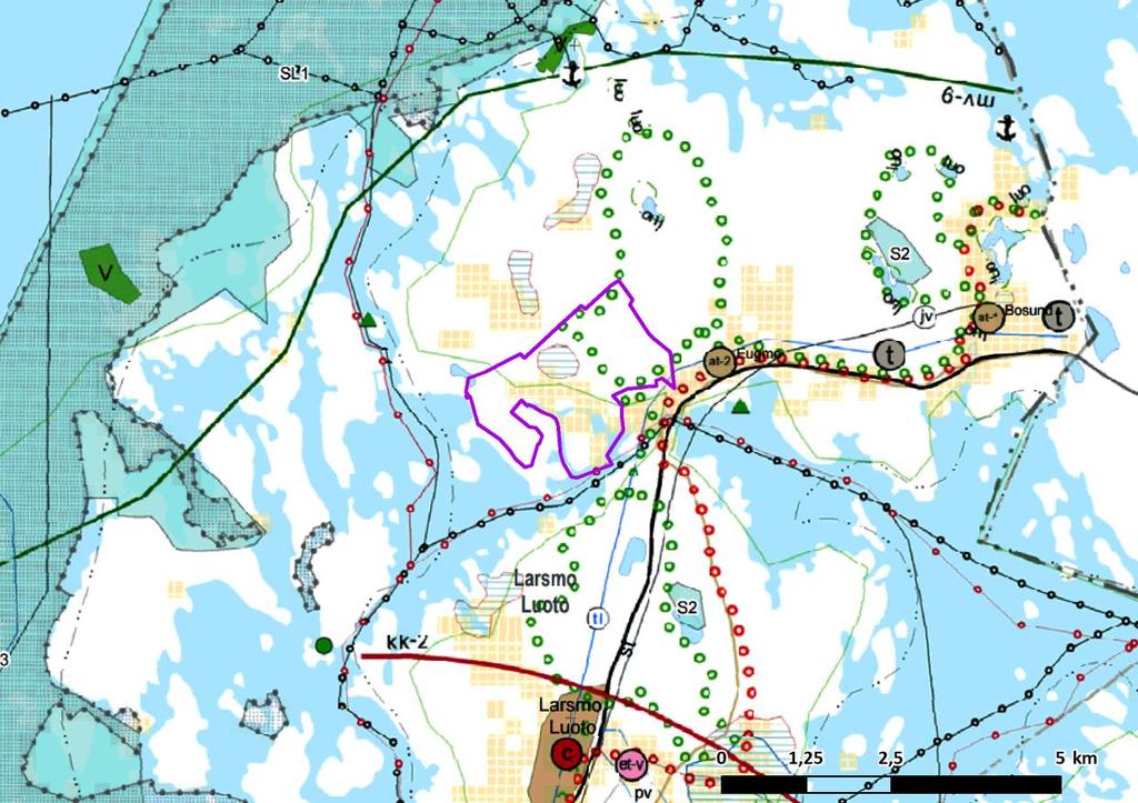 5 (10) och på det regionala planet. Riktgivande friluftsled. 4.2.3 Generalplaner Figur 4. Planeringsområdets riktgivande läge i förhållande till Österbottens landskasplan 2030.