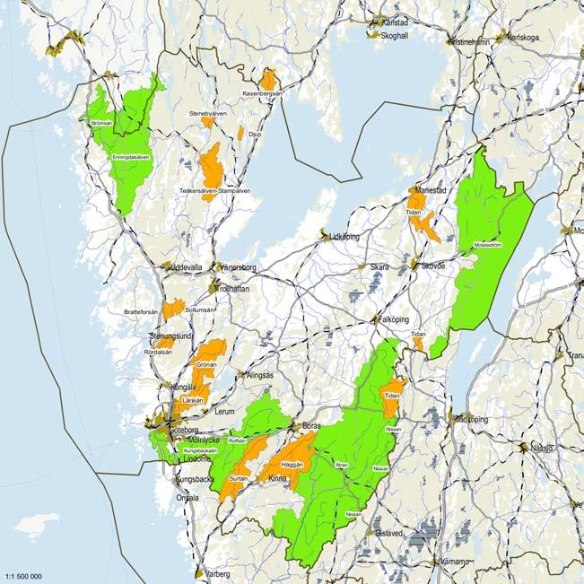 Steg 8 Känsliga avrinningsområden Ekologisk status Utpekade vattendrag Öring- och