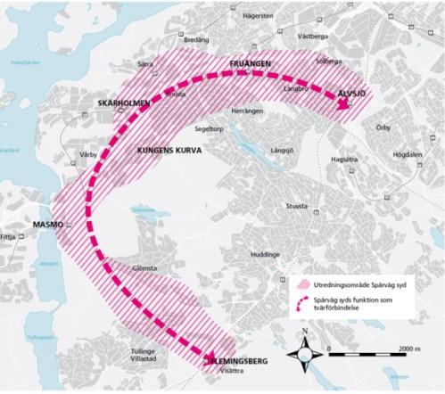 Sida 3 (11) Kontoren anser att Spårväg syd bör studeras även utifrån en satsning på BRT (Bus rapid Transit) och då för hela sträckningen och inte enbart en etapp som landstinget utrett.