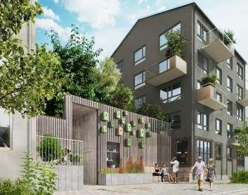 och det stråk som löper genom bebyggelsen fram till Husarvägen. Hur stråket ska fortsätta fram till Vilundabadet ska studeras vidare. Illustration: Funkia.