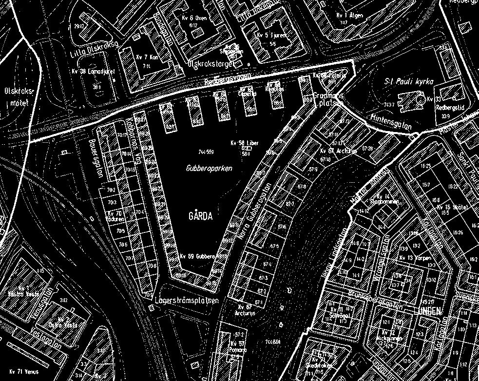 Gubberoparken Biografen Flamman Gårda 44:B Miljön omfattar bostadsbebyggelsen i anslutning till