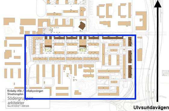 3 Förutsättningar 3.1 Området I kvarteret Kvarnfallet beläget i Rinkeby Allé planerar Svenska Bostäder att bygga ett nytt bostadsområde. Planerad bebyggelse angränsar till Ulvsundavägen och E 18.