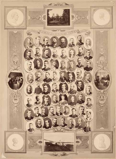 Denna gruppbild på medlemmar av Naturvetenskapliga studentsällskapets kemiska och geologiska sektioner 1877 87 rymmer så väl Arvid G.