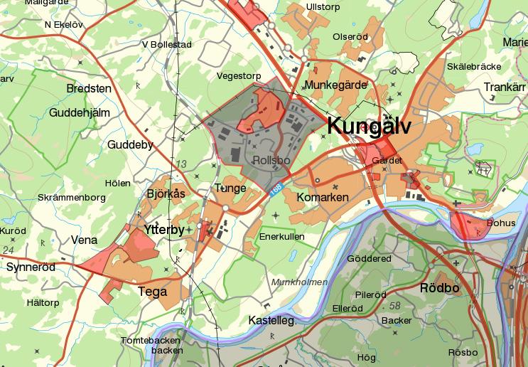 1 Inledning 1.1 Områdesöversikt Kungälvs kommun avser att detaljplanelägga en del av fastigheten Kastellegården 1:52 i området Nordtag, beläget ca 1 km väster om Ytterby centrum enligt figur 1 nedan.