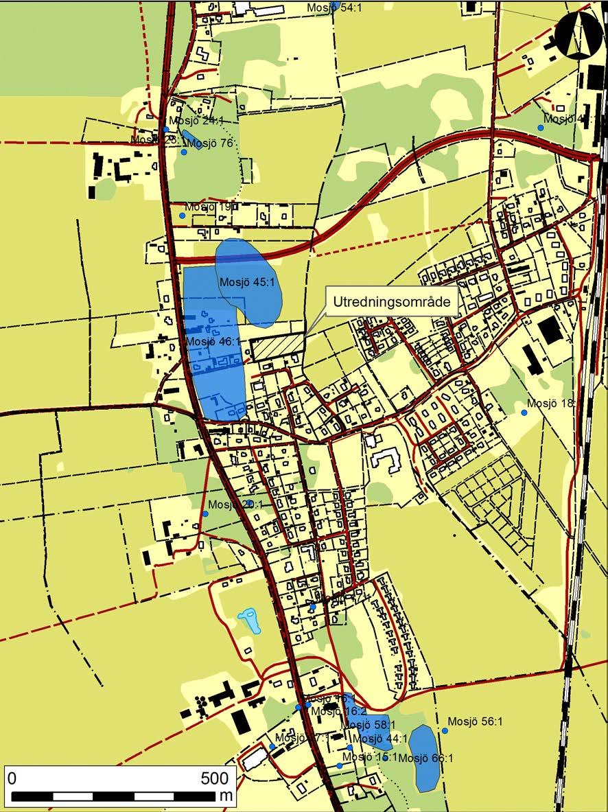 Medeltida bytomt i Mosås 4:10 Figur 2. Utdrag ur fastighetskartan med utredningsområdets läge markerat med svart ram.