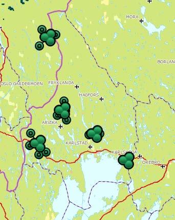 2 Resultat från lodjursinventeringen 2.1 Familjegrupper Resultatet av lodjursinventeringen 2014/2015 är 4,5 länsegna familjegrupper, det vill säga 5 honor som fött ungar 2014.