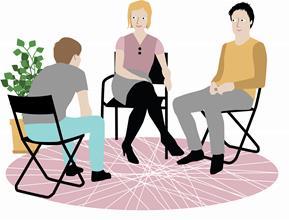 Om ämnet t.ex.är att informera en närstående om tidiga varningstecken, så gör varje gruppdeltagare det som ett rollspel och gruppledare får spela den närstående.