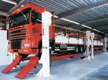ST4070 den optimala lyften för husbilar / långa transportbilar Hydrauliska fyrpelarlyftar, för tunga fordon Lyftkapacitet 12-30 ton Hydrauliska fyrpelarlyftar med en lyftkapacitet från