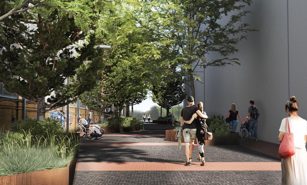 Lokalgator och gångfartsområde: Inom Varvsstadens område ska enligt utvecklingsplanen gående och cyklister prioriteras framför bilar.