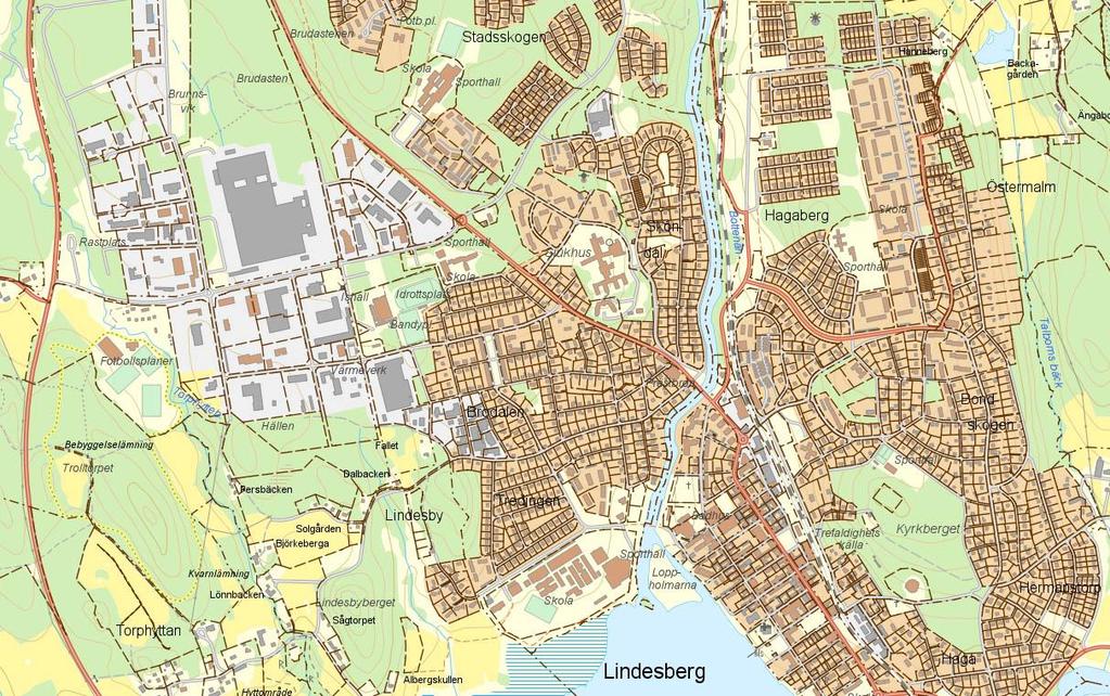 röd markering Syftet med detaljplanen är en utvidgning av Lindesbergs tätort med ett nytt bostadsområde med