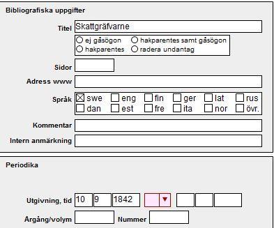 113 5.5.5.1 Personer Författaren kopieras automatiskt från verknivån då sådan definierats där, och en författare från verknivån kan inte avlänkas på manifestationsnivån.