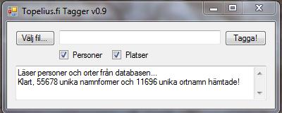 2.7 Tagger Med hjälp av Taggern kan man koda namn och platser i en XML-fil automatiskt.