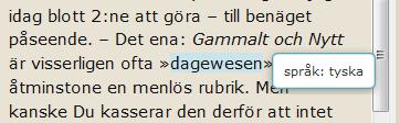 89 4.3 Främmande språk 4.3.1 Kodning @xml:lang Främmande språk anges med attributet xml:lang.