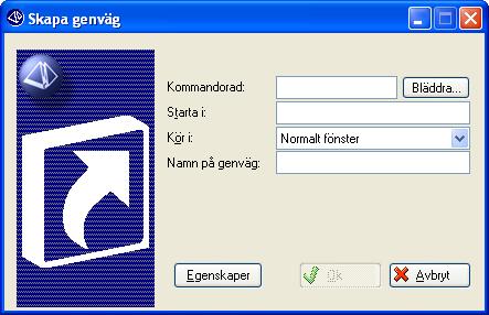 Skapa extern genväg Den externa genvägen ger möjlighet att nå andra filer eller program från Pyramids skrivbord.