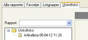 Alla listor i en listgrupp kan skrivas ut samtidigt, med hjälp av knappen Skriv grupp Utskriftskö Utskriftskö kan användas för senarelagd utskrift, exempelvis om urval gjorts, men skrivaren inte är