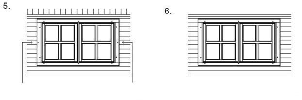Lägg bara in fönsterramen i utrymmet (ingen skruvning) Nu skruva den resten fyra stöd trims i fönsterkarmen från andra sidan 4.11.