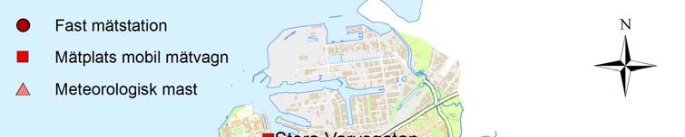Här mäts luftföroreningar i Malmö Figur 1. Karta över Malmö stads fasta och mobila mätstationer för övervakning av luftkvaliteten under 2017.