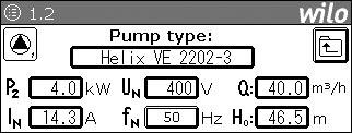 1 CCe Pumpens driftsätt * Inställning av pumpdriftssätt: Manuell drift (konstant drift) Från (ingen start via styrningen) Automatik (drift via styrningen) Inställning av