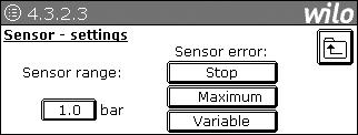 2 Driftsparametrar * Ta fram menyerna för att ställa in driftsparametrar för börvärdena, Operating parameters gränsvärden, sensor och för reläets logik för SBM/SSM (Set values, Limit values, Sensor,