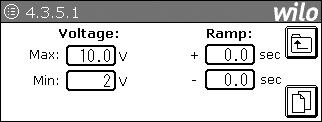 Bestämning av frekvensomvandlartyp (för detta måste driften vara avstängd) f max [Hz] f min [Hz] t Ramp + [s] t Ramp - [s] FO-status (sida 1 av 2) * Visning av