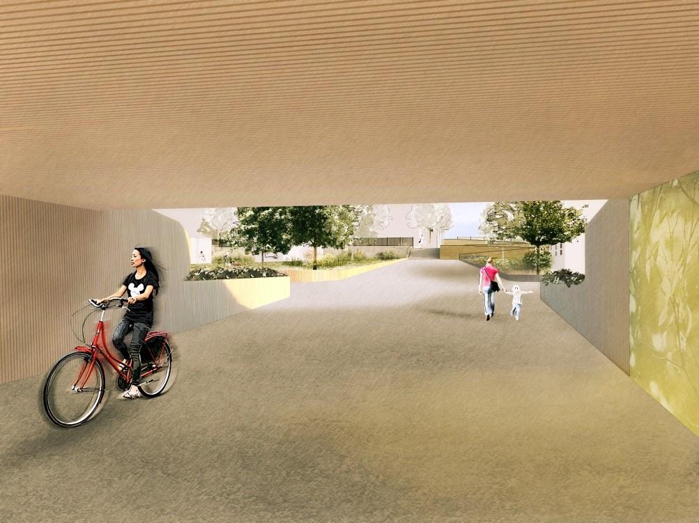 Sida 10 (14) Figur 6. Perspektivbild på gång- och cykelkopplingen vid tunneln under Ulvsundavägen.