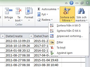 Välj något av textfiltren. Då visas en dialogruta som vi kan gå vidare med.