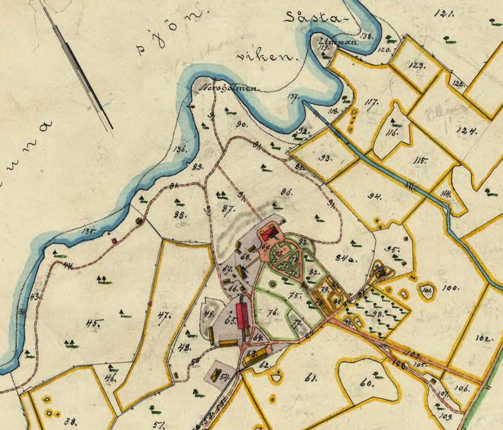 annat i sluttningen ner mot sjön. Kartan som visar avstyckningen dateras till 1908.