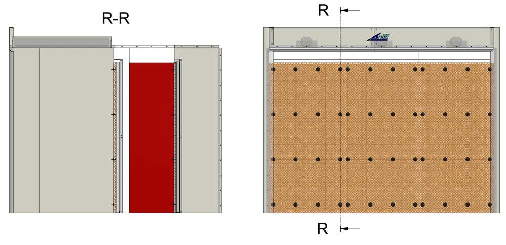 Spray booths of the type MB continues by assembling the front filter system in the same manner as the rear