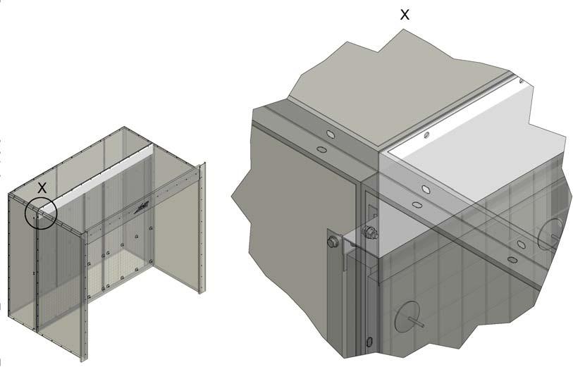 Figure 22: Backside of filter Figure 23: Frontside of filter Skärmplåt övre skruvas fast mellan flänsarna på