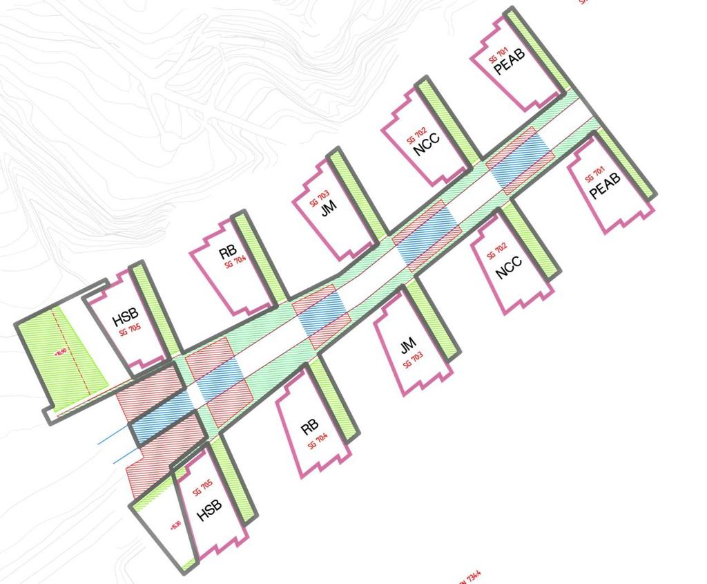 Detta innebär att inom planområdet tas underbyggnadsrätt bort, läggs till och behålls. Nedan visas en bild för att förtydliga konsekvenserna av planändringen gällande underbyggnadsrätt för garage.