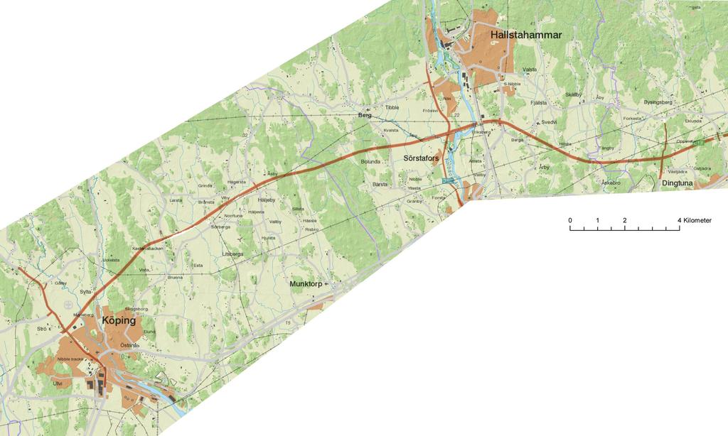 Vägen utgör idag en barriär i landskapet. En utbyggnad kommer att förstärka vägens barriäreffekt.