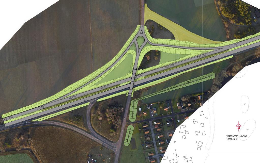 Trafikplats 125 Sörstafors 46/260 Mark som återgår till brukbar jordbruksmark VÄG 252 HAMMARLEDEN MOT RAMNÄS Modullering med marken. Lätt välvd gräsyta 60 cm hög.