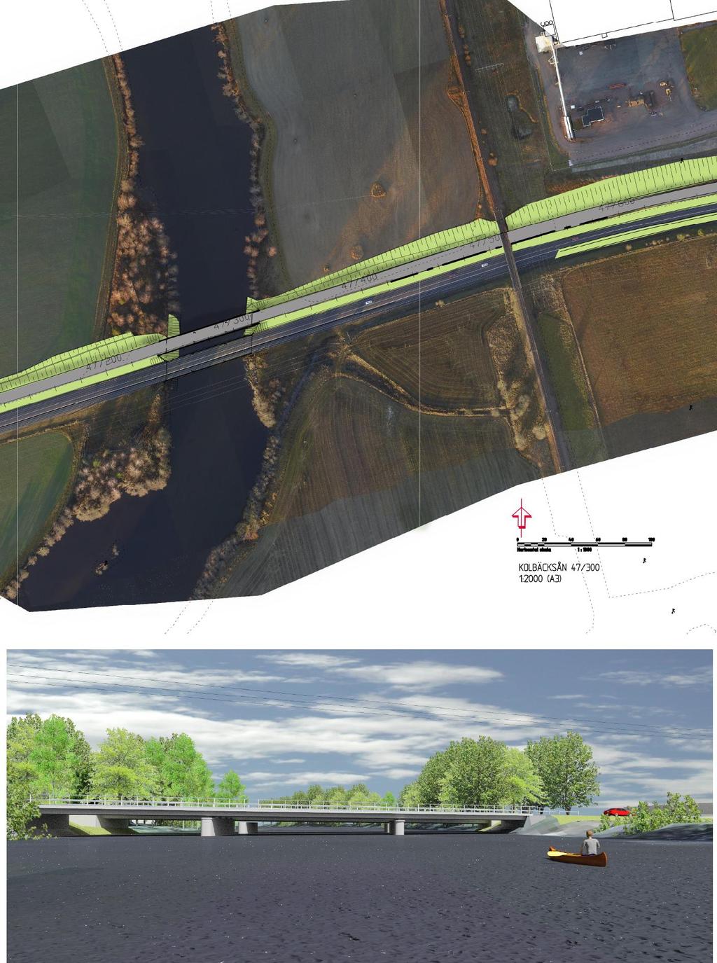 förlängda bron över Kolbäcksån.