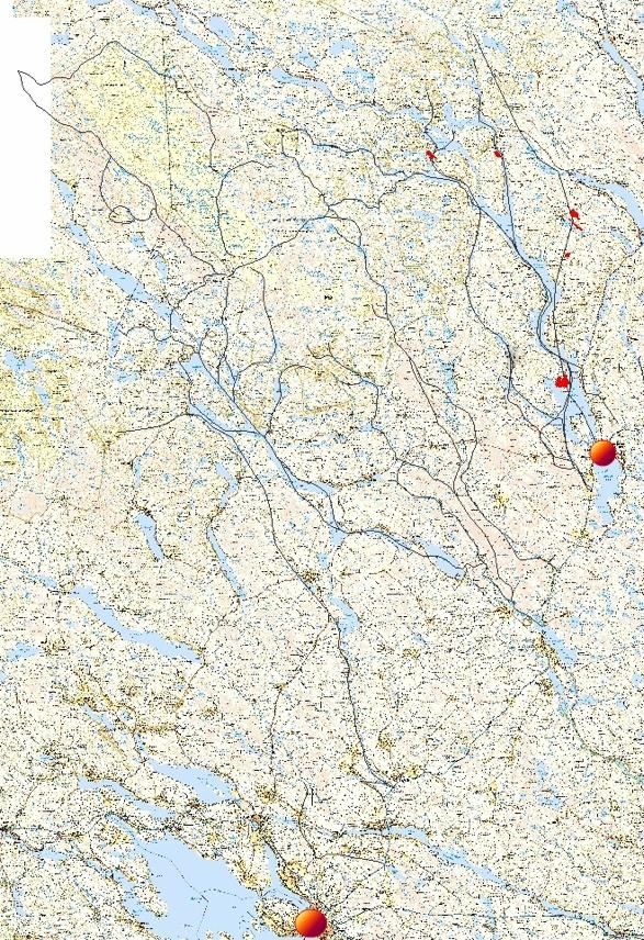 Samebyns område är 225 0700 ha (Sametinget 2016). För att fånga upp en renskötares tankar kring flyttningsmetoder samt contorta har en mindre intervju genomförts. Figur 2. De 52 samebyarna i Sverige.