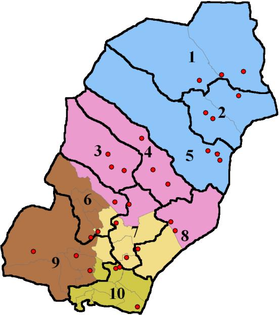 Metod Områdesindelning och utlottning av hyggen Geografisk spridning av de hyggen som skulle inventeras åstadkoms genom att SCA s markinnehav, vilket är utspritt över hela norra Sverige, delades in i