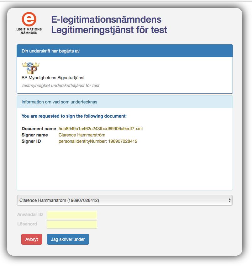 Integration med underskriftstjänst E-tjänst API Integrations modul Underskriftstjänst Begär underskrift Ta