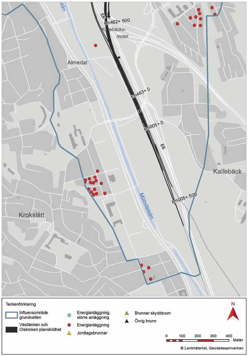 8.3.9 Almedal I Almedal förekommer inom influensområdet ett drygt 30-tal energianläggningar, figur 8.18.