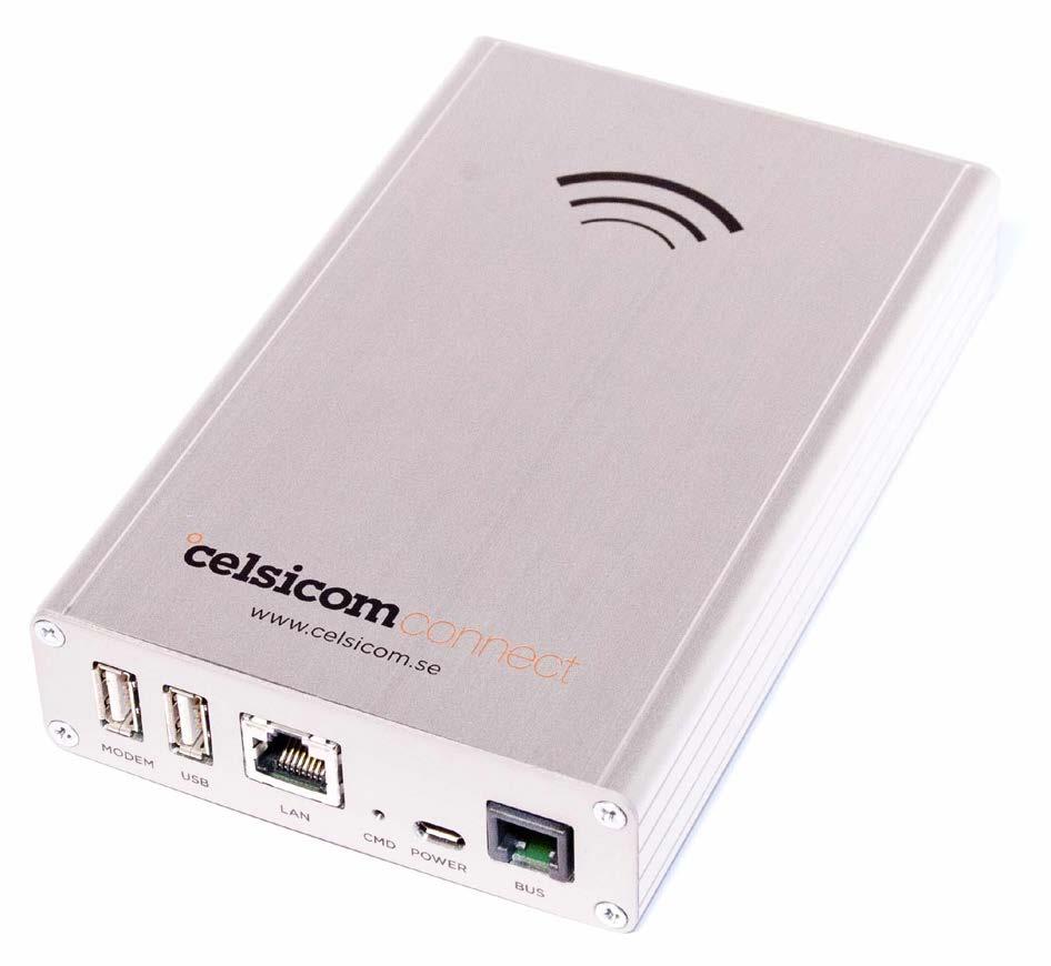 vrar via ett vanligt nätverk (LAN) eller mobil 2/4/3G-uppkoppling med vårt USB-modem. Alla mätdata följs enkelt via webben på celsiview.se.
