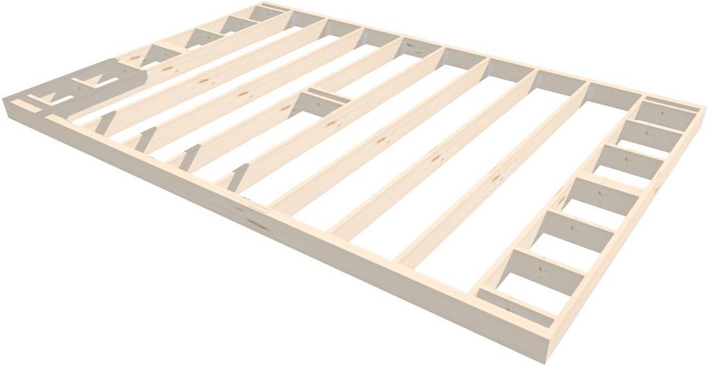 5. Till de 2 yttre golvreglarna som saknar balkskor medföljer 4st vinklar 90x90 (Skruva en vinkel i varje hörn med 8st ankarskruv/vinkel) Tips!