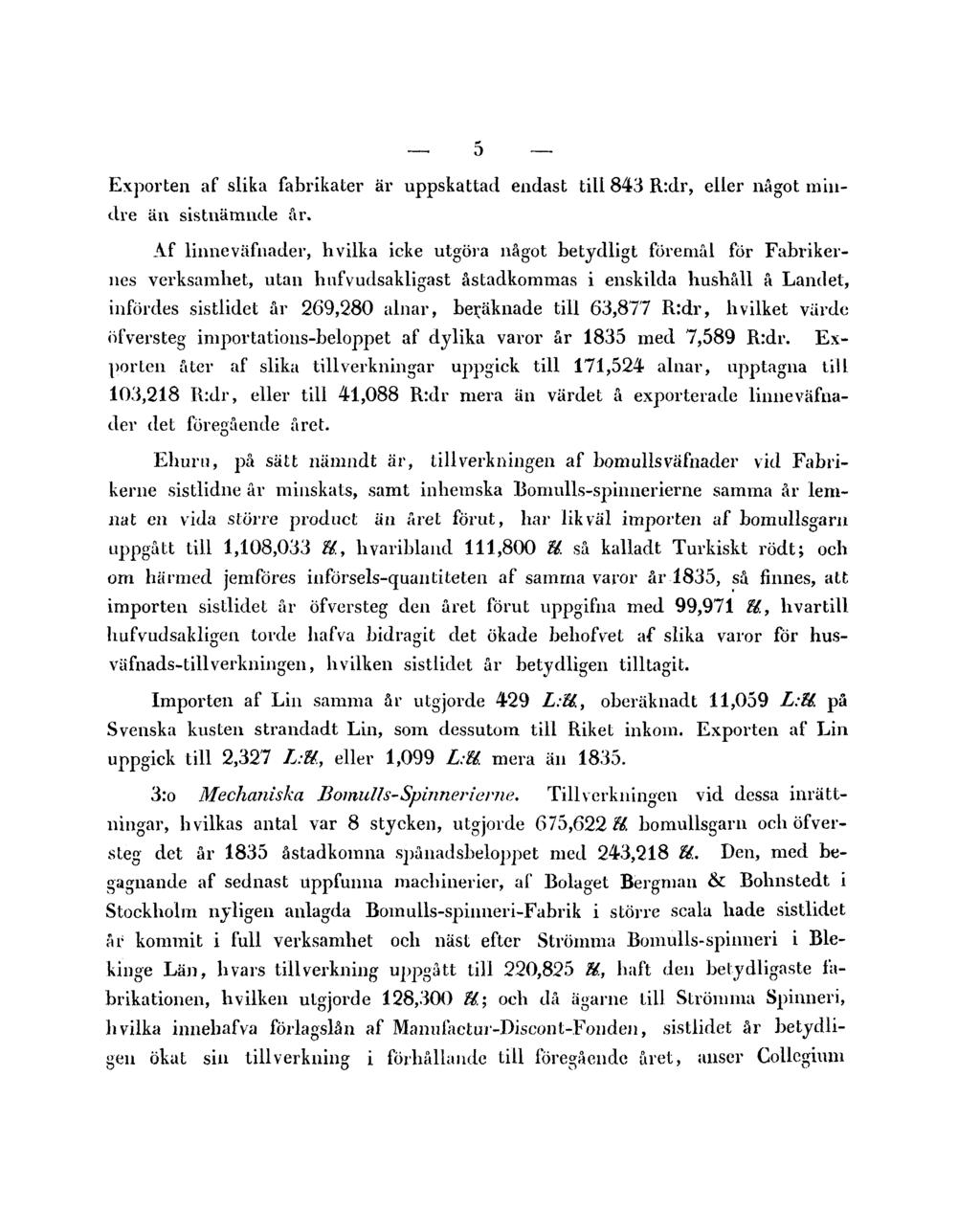 5 Exporten af slika fabrikater är uppskattad endast till 843 R:dr, eller något mindre än sistnämnde år.