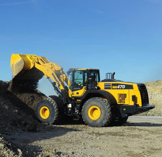 Kraftfull och miljövänlig Komatsu SmartLoader Logic WA470-8 är utrustad med Komatsus SmartLoader Logic, ett helautomatiskt system för motorstyrning.