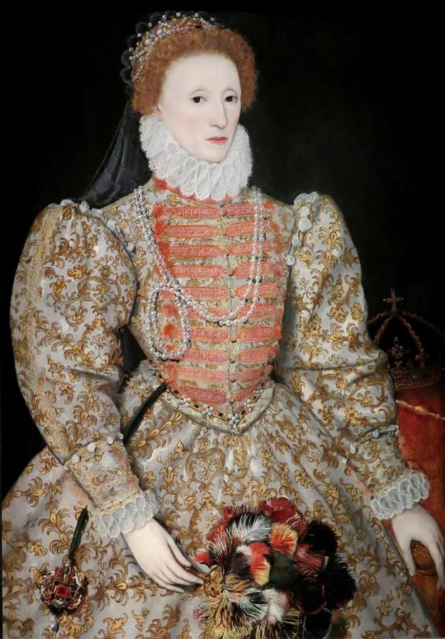 sammetsklädda sitsen, till exempel när hon 1588 här på Sudeley