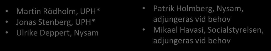 Ulrike Deppert, Nysam Arbetsgrupp BUP Nysams utvecklingsgrupp BUP Patrik Holmberg, Nysam Ulrike Deppert, Nysam