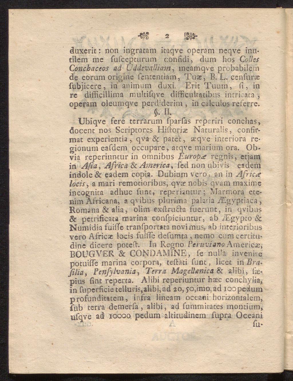 4fg 2 \&r duxerit: non ingratam itaqve operam neqve inntilem me fufcepturum conndi, dum hos Colks Concbaceos ad Uddevalli am, lneamqve probabilem de eorum origine fententiam, Tuae, B. L.