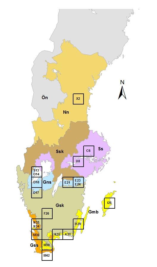 Produktionsområden enligt SCB Gss Gsk Gmb Gns Ssk Ss Nn Ön Götalands södra slättbygder Götalands skogsbygder Götalands mellanbygder Götalands norra slättbygder Svealands skogsbygder Svealands