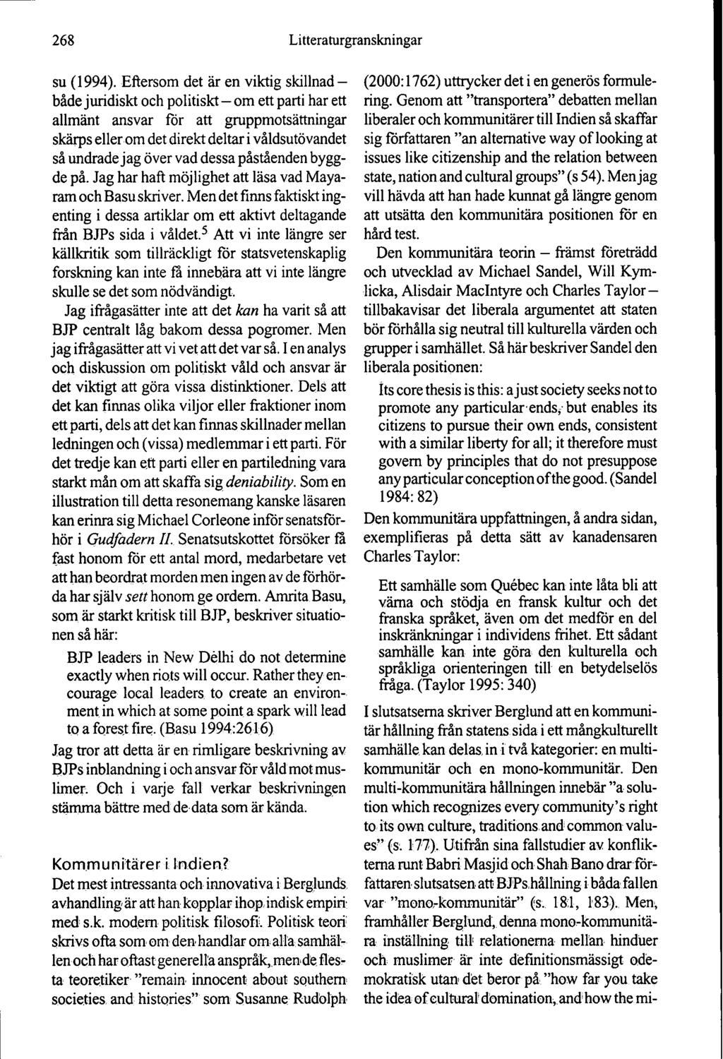 268 Litteraturgranskningar su (1994).