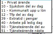 39 - Extra tid i pengar Om det är beordrad övertid från chef stämpla in/ut med denna Kod, då räknar system ut övertid utefter avtalet.
