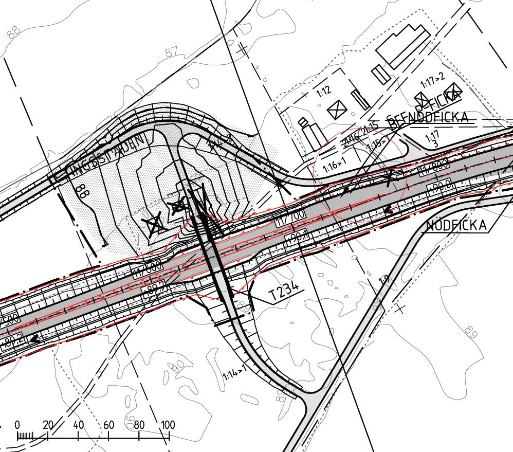 in på bästa sätt. Detta gäller trafikplatserna vid Lekåsa och Naum samt passagerna vid ungefärlig sektion km 11/650, 16/800 och 17/400.