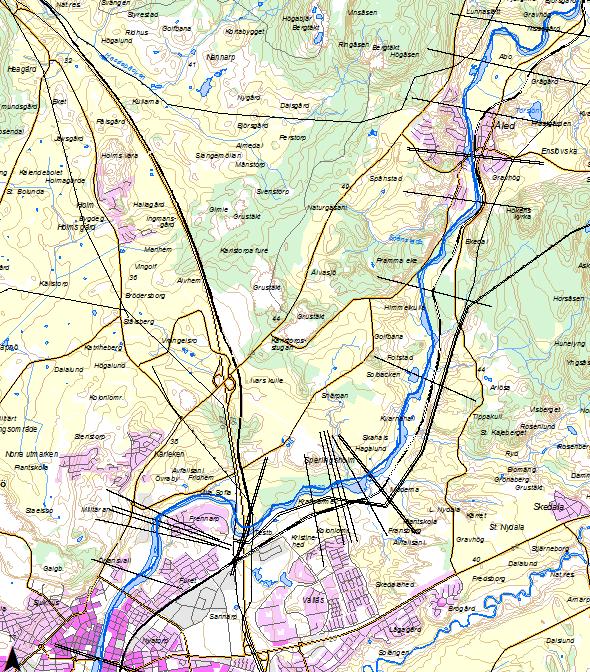 3. Hydraulisk beräkningsmodell Numerisk modell byggs upp av: Stomlinje Tvärsektioner -233 st.