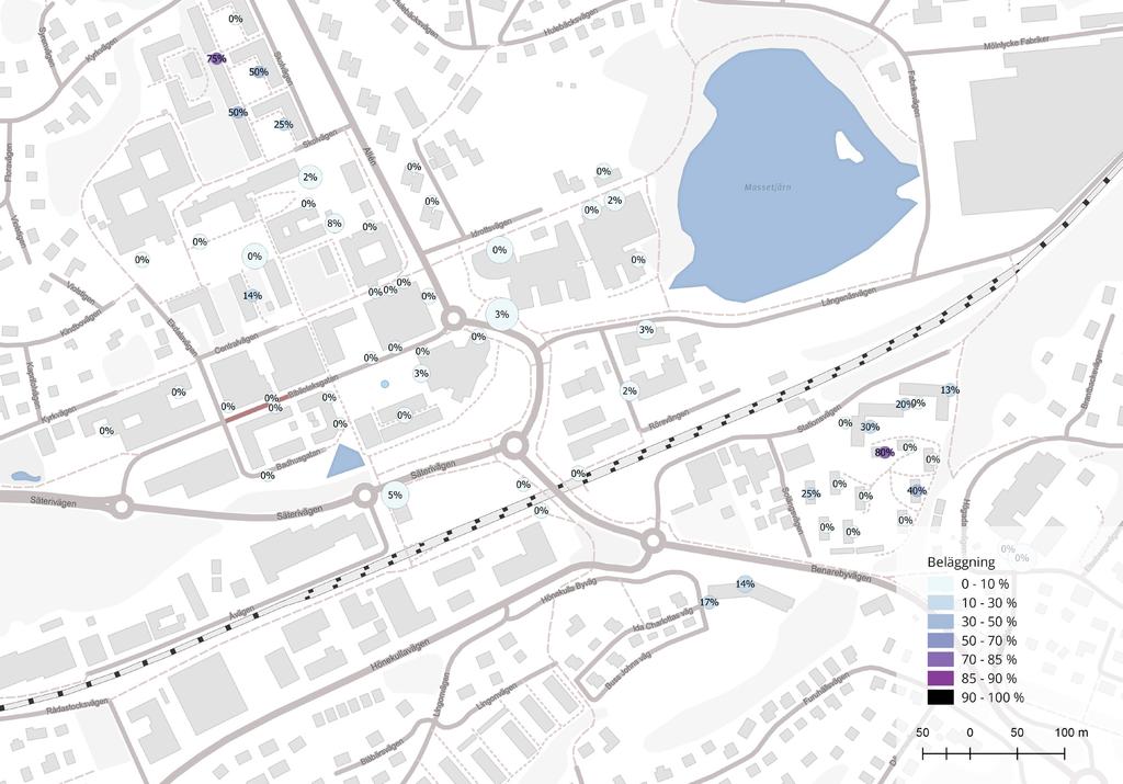 Onsdag 05:30 Karta 11: Cykelplatsernas beläggning under morgonen